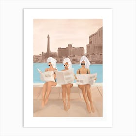 Three Girls Reading Newspaper Art Print