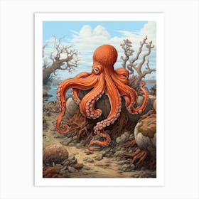 Octopus Exploring Surroundings 6 Art Print