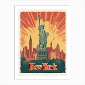 Aihrgdesign A Retro Travel Poster For New York Featuring The 6 Art Print