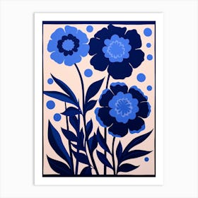 Blue Flower Illustration Carnation 2 Art Print