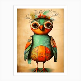 Quirky Owl - Miss Petunia Art Print