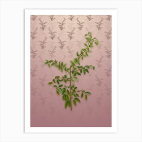 Vintage Rock Buckthorn Botanical on Dusty Pink Pattern n.1235 Art Print