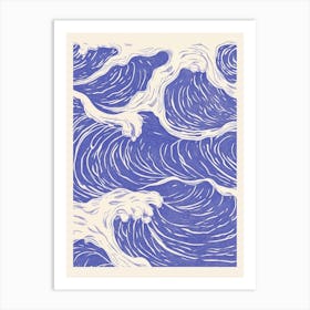 Blue And Beige Ocean Waves Art Print