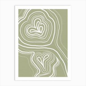 Abstract Lines Waves Sage Green Art Print