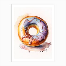 Old Fashioned Donut Cute Neon 1 Art Print