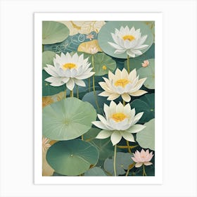 Abstract Lotus Lily Pond Art Print