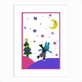 Christmas Rabbit Art Print