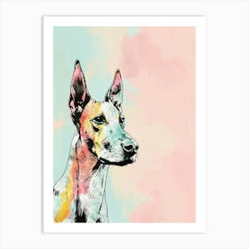 Pastel Colourful Doberman Line Illustration Art Print