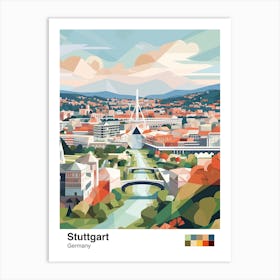 Stuttgart, Germany, Geometric Illustration 3 Poster Art Print