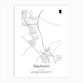 Nauheim,Germany Minimalist Map Art Print