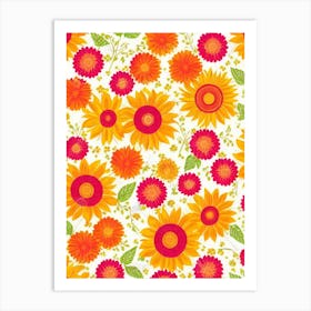 Sunflower Floral Print Retro Pattern 1 Flower Art Print