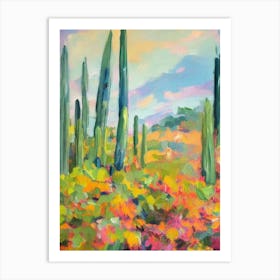 Candelabra Cactus Impressionist Painting Art Print