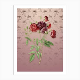 Vintage Ternaux Rose Bloom Botanical on Dusty Pink Pattern n.2545 Art Print