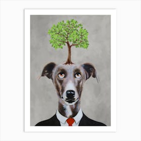Greyhound With Tree Art Print
