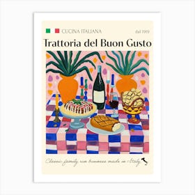 Trattoria Del Buon Gusto Trattoria Italian Poster Food Kitchen Art Print