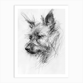 Portuguese Podengo Pequeno Charcoal Dog Line  Art Print