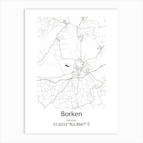 Borken,Germany Minimalist Map Art Print