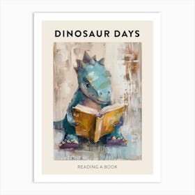 Reading A Book Dinosaur Poster Art Print