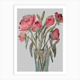 Watercolour Pink Flowers Art Print