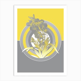 Vintage Cheiranthus Flower Botanical Geometric Art in Yellow and Gray n.121 Art Print