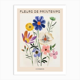 Spring Floral French Poster  Cosmos 2 Art Print