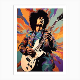 Jimi Hendrix Retro Portrait 2 Art Print