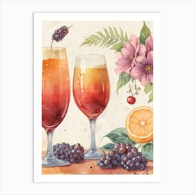 Watercolor Cocktail Art Print