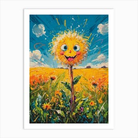 Smiley Sunflower Art Print