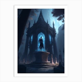 Cyber Gothic Cemetery Art Print