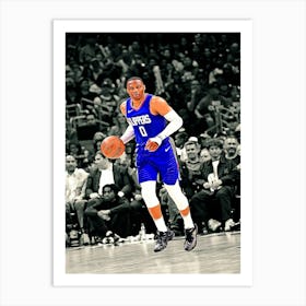 Russell Westbrook Of The La Clippers Handles The Ball During The Game Against The Dallas Mavericks Art Print