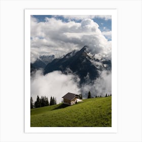 Swiss Alps hut in the clouds Art Print
