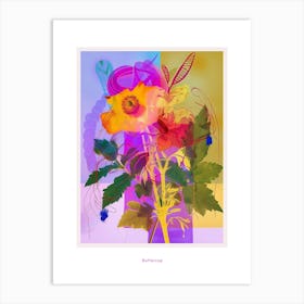 Buttercup 3 Neon Flower Collage Poster Art Print