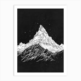 Geal Charn Alder Mountain Line Drawing 3 Art Print