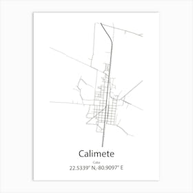 Calimete,Cuba Minimalist Map Art Print