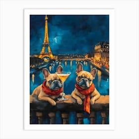 Whimsical Frenchies At The Bar 23 Art Print