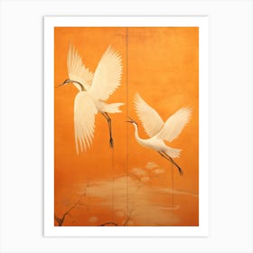 Two Cranes In Flight Art Print