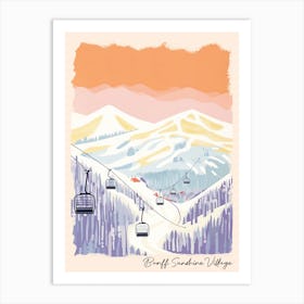 Poster Of Banff Sunshine Village   Alberta, Canada, Ski Resort Pastel Colours Illustration 1 Art Print