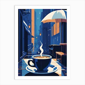 Coffee In The Rain Art Print