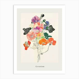 Geranium 2 Collage Flower Bouquet Poster Art Print