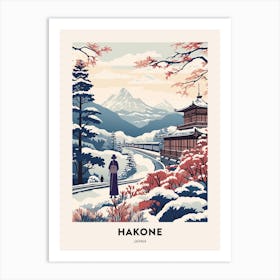 Vintage Winter Travel Poster Hakone Japan 2 Art Print