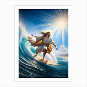 Jesus Surfing 3 Art Print