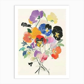 Wild Pansy 1 Collage Flower Bouquet Art Print