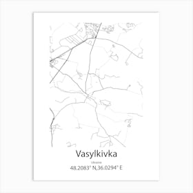 Vasylkivka,Ukraine Minimalist Map Póster