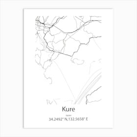 Kure,Japan Minimalist Map Art Print