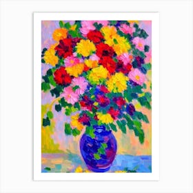 Chrysanthemum Floral Abstract Block Colour 2 Flower Art Print