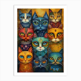 Funky Cats Painting Beautiful 1 Art Print