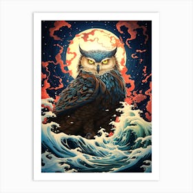 Owl In The Ocean Art Print