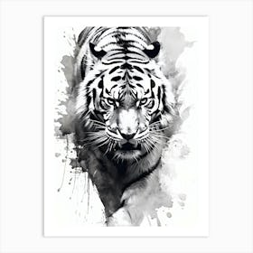 Tiger Black and White Watercolor Ink 1 Art Print