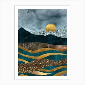 Gold And Blue Mountains Art Print