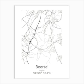 Beersel,Belgium Minimalist Map Art Print